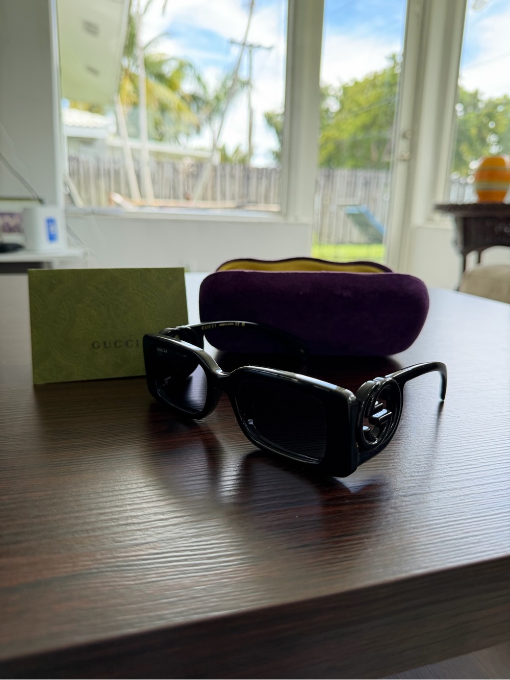 Gucci Black Women's GG1325S Logo-Arm Sunglasses